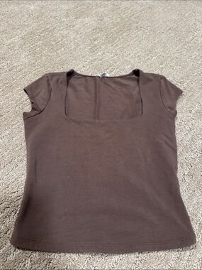 Garage Women’s Square Neck Short Sleeve Top - Brown